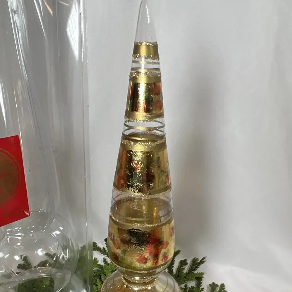 Vintage 1999 Home for the Holidays Tabletop Tree Topper Finial Glass Christmas